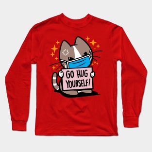 Funny Cute Kawaii Antisocial Cat Meme Long Sleeve T-Shirt